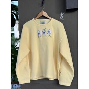 Vintage 90s Arctic Image Women's XL Alaska Flower Embroidered Fleece Sweatshirt